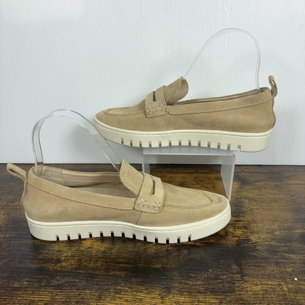 Vionic Uptown Suede Loafers Womens Sz 7 Tan Suede Lightweight Cushioned
